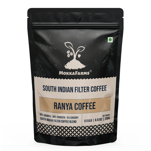 MokkaFarms Traditional South Indian Filter Coffee - Ranya Coffee | 60% Arabica, 35% Robusta, 5% Chicory Blend | Freshly Roast & Ground | Strong & Flavourful |