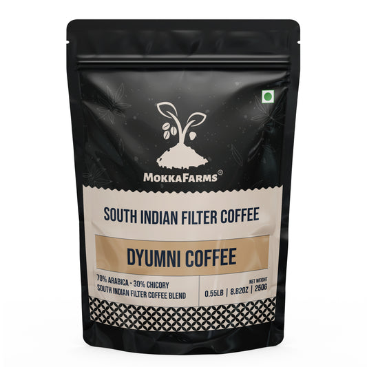 MokkaFarms Traditional South Indian Filter Coffee  - Dyumni Coffee | 70% Arabica - 30% Chicory Blend | Freshly Roast & Ground | Strong  & Flavourful |