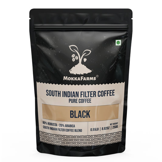 MokkaFarms Black South Indian Filter Coffee | 20% Arabica - 80% Robusta Blend | 0% Chicory | Rich, Flavourful & Aromatic | Freshly Roast & Ground |