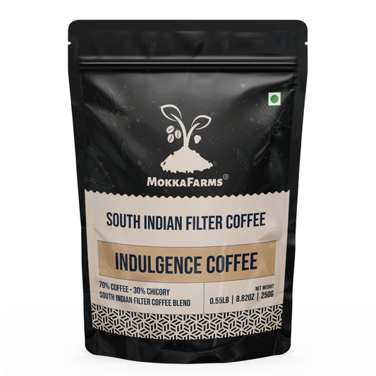 MokkaFarms Traditional South Indian Filter Coffee - Indulgence Coffee | 70% Coffee, 30% Chicory | Fresh Roast & Ground | Strong  & Flavourful |