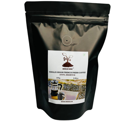 MokkaFarms Single Origin 100% Arabica Coffee - Ground French Press | Fresh | Plantation A/AA Beans |