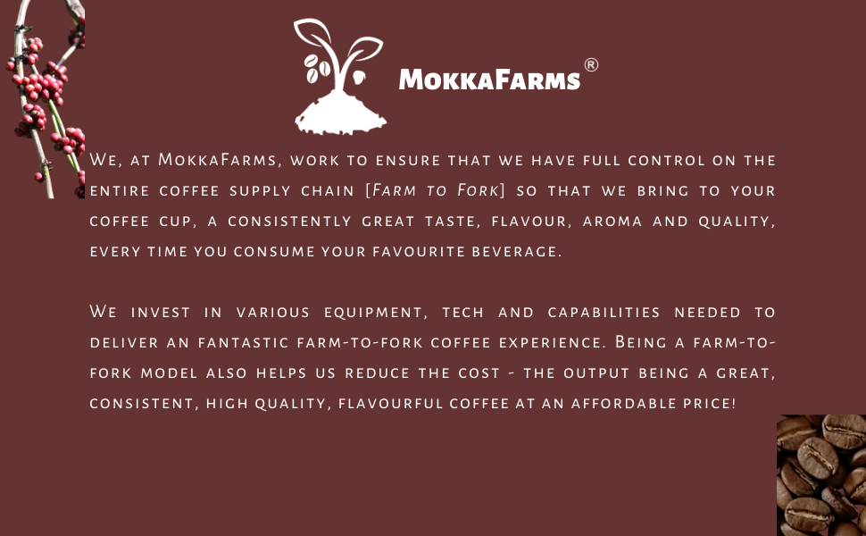 MokkaFarms Roasted Whole Coffee Beans - 100% Arabica | Fresh Roast, Estate Coffee | Graded A/AA Bean | Rich Flavorful Aromatic | Farm to Fork | One Way Valve/Zip-Lock Bag |