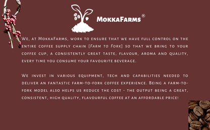 MokkaFarms Roasted Whole Coffee Beans - 100% Arabica | Fresh Roast, Estate Coffee | Graded A/AA Bean | Rich Flavorful Aromatic | Farm to Fork | One Way Valve/Zip-Lock Bag |