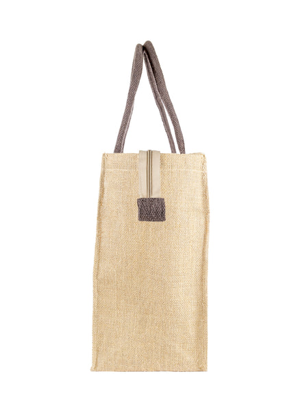 MOKKAFARMS 100% Jute Eco Bag - 15in x 12.5in x 7.5in Carry All Large Bag with Zipper | Shopping, Grocery Bag | Water Resistant | Women Entrepreneurs |