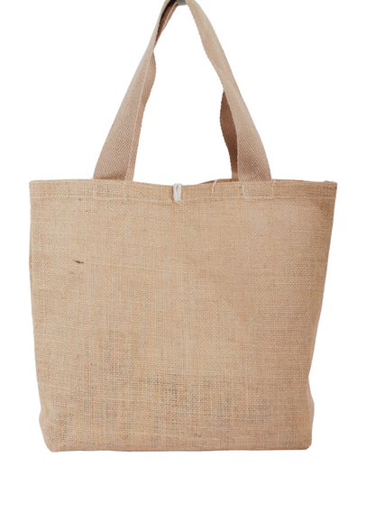 MOKKAFARMS 100% Jute Eco Bag - 12.5in x 16in x 3.5in Tote Bag with Button | Shopping, Grocery Bag | Water Resistant | Women Entrepreneurs |